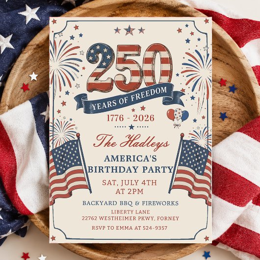 アメリカ生誕250周年パーティー招待状 招待状