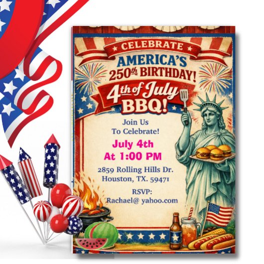 アメリカ生誕250周年自由の女神BBQ 招待状