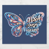 アメリカ生誕250周年記念の蝶々 スパークリングワインラベル (シングルラベル)