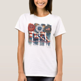 アメリカ生誕250周年記念パトリオティックバッジグラフィック Tシャツ