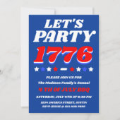 アメリカ生誕250周年記念パーティー招待状 Let's Party Like It's 1776 招待状 (正面)