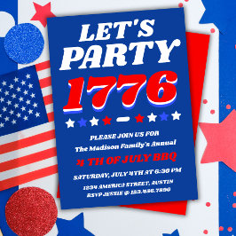 アメリカ生誕250周年記念パーティー招待状 Let's Party Like It's 1776 招待状