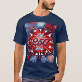 アメリカ生誕250周年記念 グラフィック花火の爆発 Tシャツ (正面)