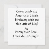 アメリカ生誕250周年記念 パトリオティック 7月4日 招待状 (裏面)