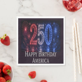 アメリカ生誕250周年記念 愛国心あふれるバースデー スタンダードランチョンナプキン