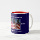 アメリカ生誕250周年記念 愛国心溢れる「神はアメリカを祝福し給う」 ツートーンマグカップ (正面右)