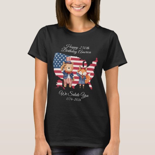 アメリカ生誕250周年記念Tシャツ かわいいデザイン Tシャツ (正面)