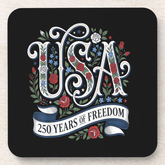 アメリカ生誕250周年記念Tシャツ 女性 愛国 7月4日 コースター (正面)
