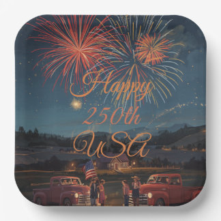 アメリカ生誕250周年 カスタム ハッピー 250th USA  patriotic 花火 ペーパー ペーパープレート