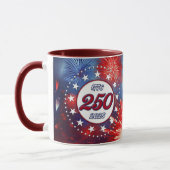 アメリカ生誕250周年 グラフィック花火 白W マグカップ (左)