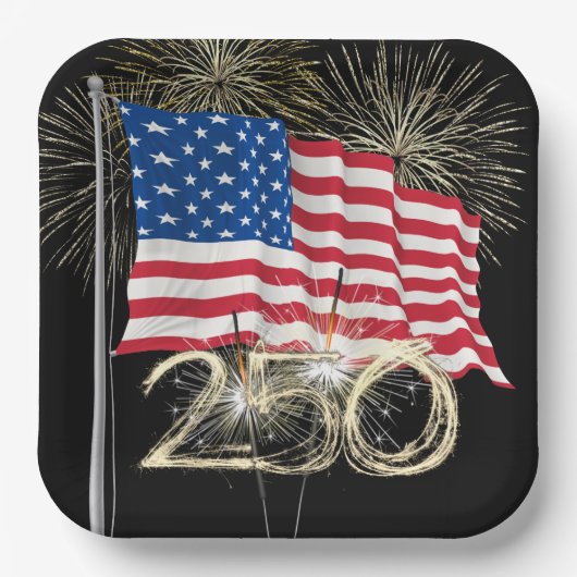 アメリカ生誕250周年 スパークラー ペーパープレート (正面)