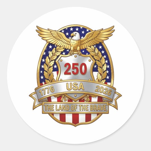 アメリカ生誕250周年 ラウンドシール (正面)