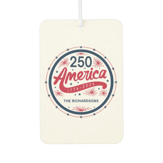 アメリカ生誕250周年 赤 白 青 USA カーエアーフレッシュナー (正面)