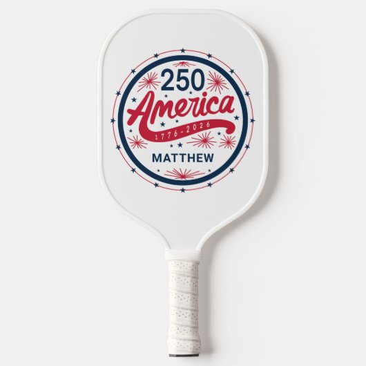 アメリカ生誕250周年 赤 白 青 USA ピックルボールラケット (正面)