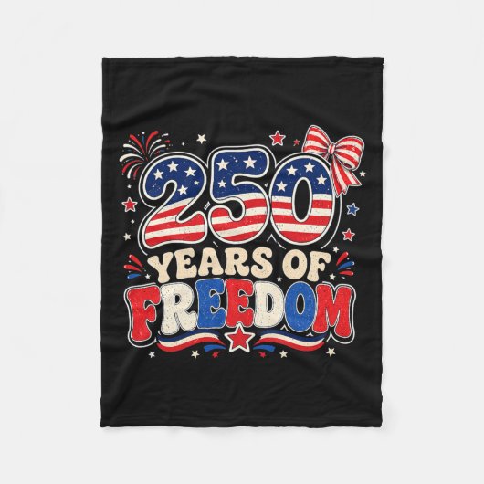 アメリカ生誕250周年 赤 白 250年 フリースブランケット (正面)