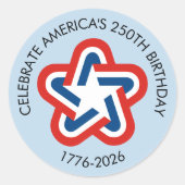アメリカ生誕250周年 - 1776-2026 ビンテージスター ラウンドシール (正面)