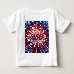 アメリカ生誕250周年 1776-2026 赤白青花火 ベビーTシャツ