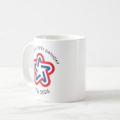 アメリカ生誕250周年 1776-2026 赤 白 青 コーヒーマグカップ (正面左)