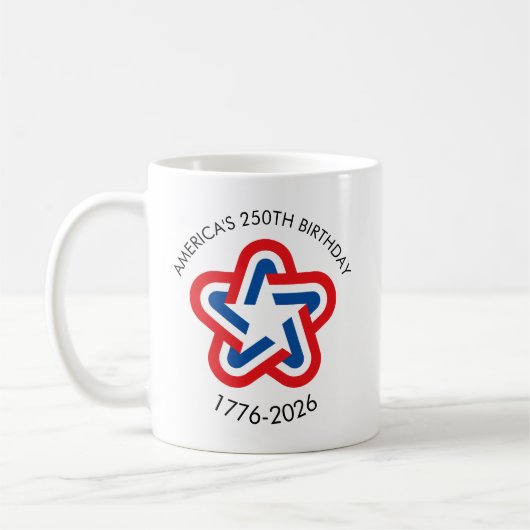 アメリカ生誕250周年 1776-2026 赤 白 青 コーヒーマグカップ (左)