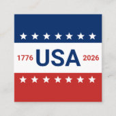 アメリカ生誕250周年 1776 2026 赤 白 青 スクエア名刺 (正面)