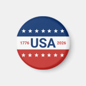 アメリカ生誕250周年 1776 2026 赤 白 青 マグネット (正面)