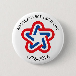 アメリカ生誕250周年 1776-2026 赤 白 青 缶バッジ