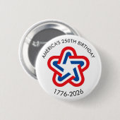 アメリカ生誕250周年 1776-2026 赤 白 青 缶バッジ (正面&裏面)
