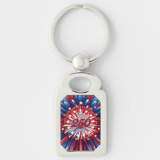 アメリカ生誕250周年 1776-2026 RWB 花火 キーホルダー (正面)