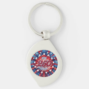 アメリカ生誕250周年 1776-2026 RWB 花火 キーホルダー