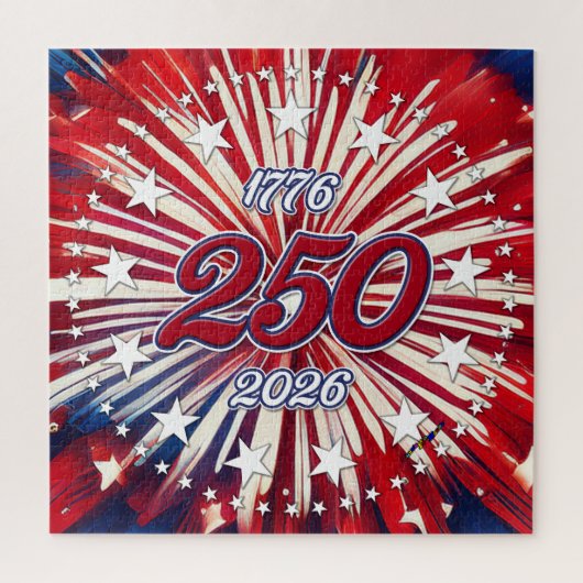アメリカ生誕250周年 1776-2026 RWB 花火 ジグソーパズル (縦)