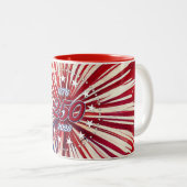 アメリカ生誕250周年 1776-2026 RWB 花火 ツートーンマグカップ (正面右)