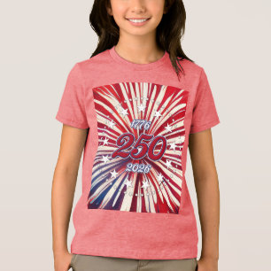アメリカ生誕250周年 1776-2026 RWB 花火 トライブレンドTシャツ
