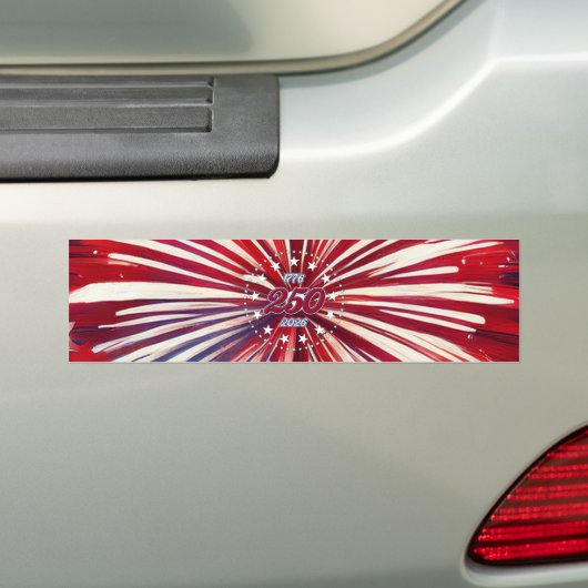アメリカ生誕250周年 1776-2026 RWB 花火 バンパーステッカー (車上)