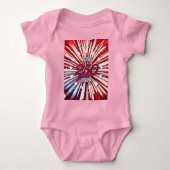 アメリカ生誕250周年 1776-2026 RWB 花火 ベビーボディスーツ (正面)