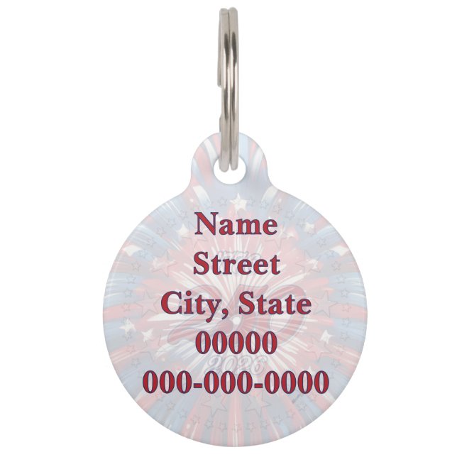 アメリカ生誕250周年 1776-2026 RWB 花火 ペット　ネームタグ (裏面)
