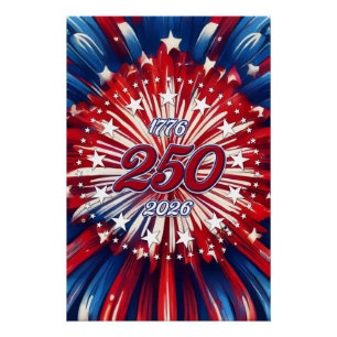 アメリカ生誕250周年 1776-2026 RWB 花火 ポスター