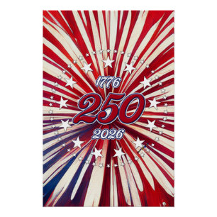 アメリカ生誕250周年 1776-2026 RWB 花火 ポスター