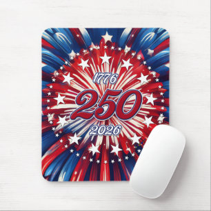 アメリカ生誕250周年 1776-2026 RWB 花火 マウスパッド