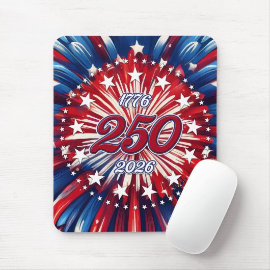 アメリカ生誕250周年 1776-2026 RWB 花火 マウスパッド (マウス)