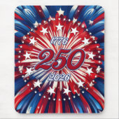 アメリカ生誕250周年 1776-2026 RWB 花火 マウスパッド (正面)