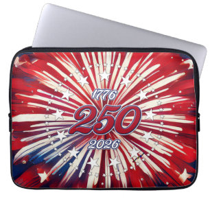 アメリカ生誕250周年 1776-2026 RWB 花火 ラップトップスリーブ