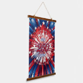 アメリカ生誕250周年 1776-2026 RWB 花火 吊り下げ型タペストリー (傾斜あり)