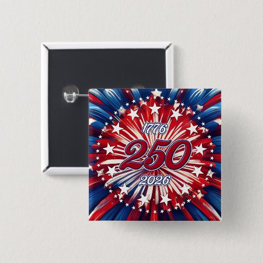 アメリカ生誕250周年 1776-2026 RWB 花火 缶バッジ (正面&裏面)