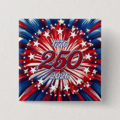 アメリカ生誕250周年 1776-2026 RWB 花火 缶バッジ (正面)