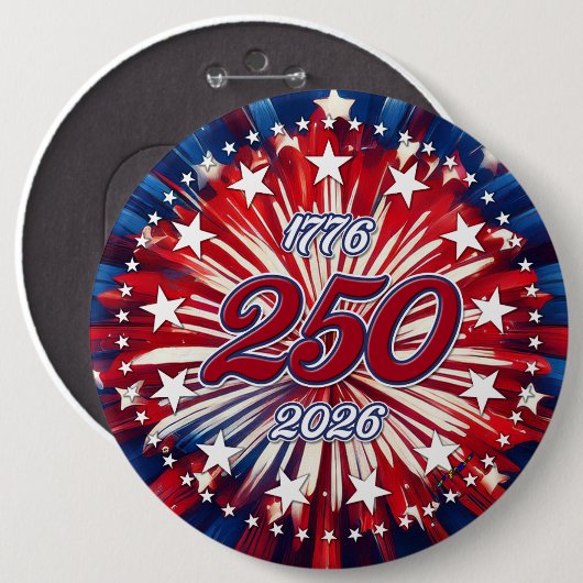アメリカ生誕250周年 1776-2026 RWB 花火 缶バッジ (正面&裏面)