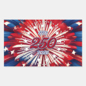 アメリカ生誕250周年 1776-2026 RWB 花火 長方形シール (正面)