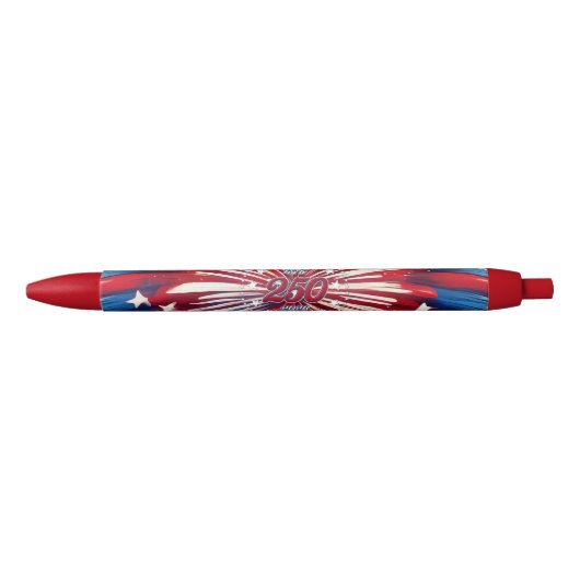 アメリカ生誕250周年 1776-2026 RWB 花火 黒ボールペン (正面)