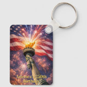 アメリカ生誕250周年 7月4日 リバティートーチ 花火 USA キーホルダー (裏面)