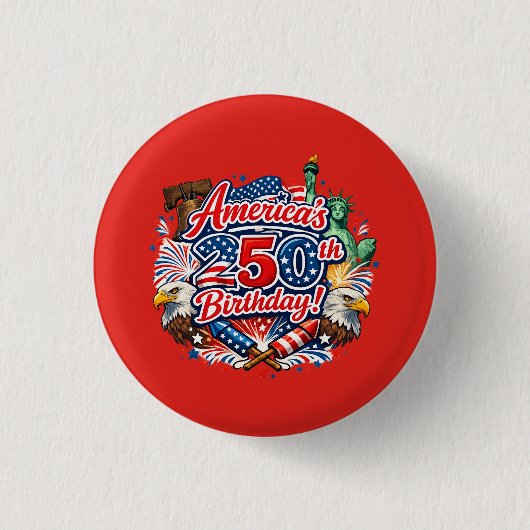アメリカ生誕250周年 7月4日 記念祭 缶バッジ (正面)