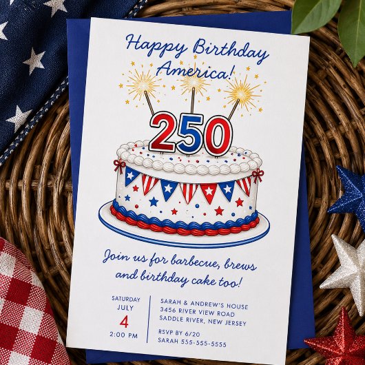 アメリカ生誕250周年BBQ招待状 招待状